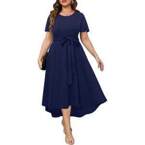 Women's Plus Size High Low Dress Wedding Guest Semi Formal Pockets